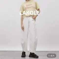 LAKOLE ホワイト ワイドデニムパンツ M