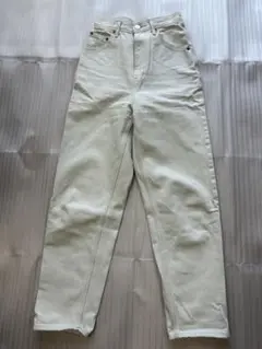 ホワイトハイウエストデニムパンツ