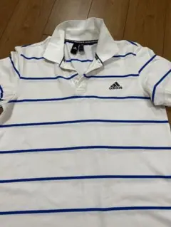 adidas ストライプ ポロシャツ ホワイト