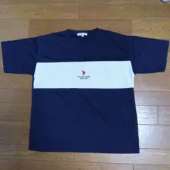 U.S. POLO ASSN. ネイビー ホワイト Tシャツ　L　ポリエステル