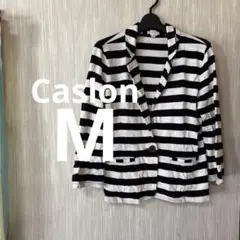 Caslon テーラードジャケット 【M】　ブラック　ホワイト　ストライプ