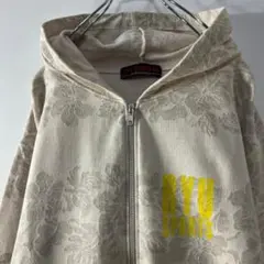 RYU SPORTS【リュウスポーツ】パーカー デカロゴ 柄ボーダー フルジップ