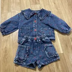futafuta ドット柄デニムセットアップ 90cm