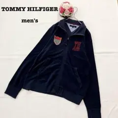 トミーヒルフィガー　メンズ　タオル地　パーカー　ジップジャケット　L ネイビー