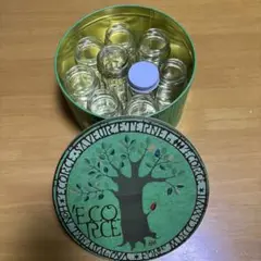 空き瓶9個セット 緑色の缶入り