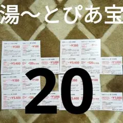 20枚!名古屋スパリゾート湯〜とぴあ宝