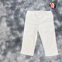 ユニクロ クロップドパンツ Lサイズ ストレッチ 綿混 ホワイト系　楽ちんパンツ