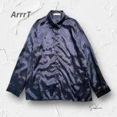 Y2575＊ArrrT バラ柄 長袖シャツ ブラック オーバーサイズ サテン