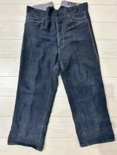 【ミント】1930-40s インディゴリネン マキニョンパンツ 色落ちわずか 40年代 40s 麻 スラックス 黒 麻 | ビンテージ古着屋Feeet 通販