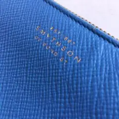 Smythson ラウンドジップウォレット 長財布 ナイトブルー