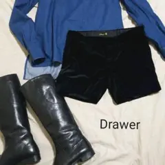 Drawer ドゥロワー ベロアショートパンツ ブラック 38