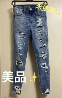 新品 未使用 AMERICAN EAGLE Mサイズ ダメージ スキニーデニム