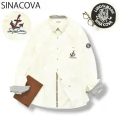 日本製 シナコバ SINACOVA 長袖 碇刺繍 B.Dシャツ LL ホワイト