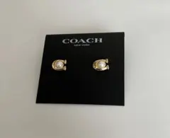 N21010G コーチ　スタッズピアス　Cロゴ&パール　ゴールド色