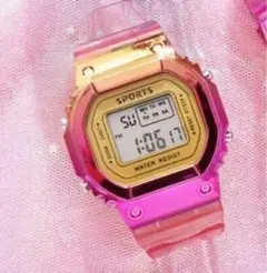 新品未使用品☆レディースデジタル腕時計☆グラデーションピンク