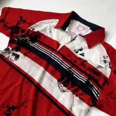 古着 スカルプリント 半袖ポロシャツ