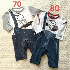 Lee スヌーピー ロンパース サロペット風 70 & 80サイズ２枚セット