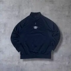 UMBROアンブロ古着ハーフジップスウェット刺繍口ゴプルオーバーブラックR594