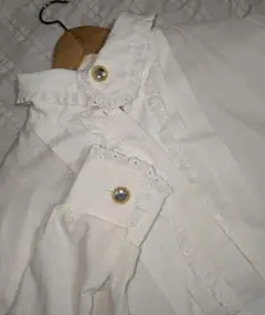 ヴィンテージ レトロ ブラウス 古着 フリル白シャツ