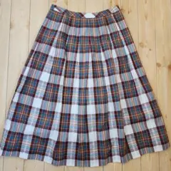 【値下げ】Yorklandブラウン系チェック フレアスカート