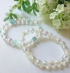 ペアルック ハンドメイド ビーズブレスレット 2個セット