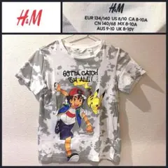 【H&M】ポケモン ピカチュウ Tシャツ 140cm ホワイト 白 グレー