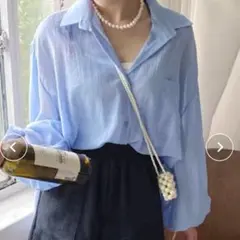 【新品 未使用品】Doux Belle　バックスリットシアーシャツ　ブルー