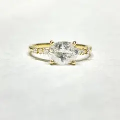 K18 ホワイトジルコン ダイヤモンド リング