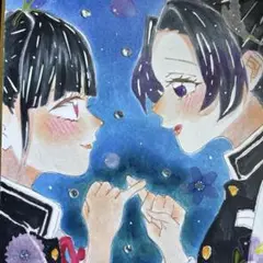 「約束」鬼滅の刃 ファンアート 胡蝶しのぶ 胡蝶カナエヲ アナログイラスト