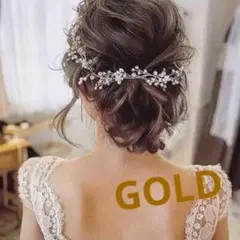 ゴールド 新品☆彡 ヘッドドレス ワイヤー パール 結婚式 ヘアアクセサリー