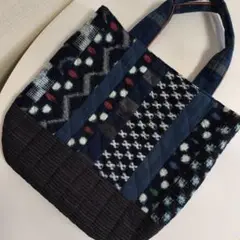 古布手作りバッグ　ハンドメイド ★未使用　和調　和布　絣