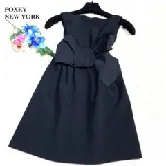 美品✨フォクシーニューヨーク ビックリボン♡ワンピース チュニック 伸縮 S M
