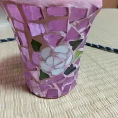 モザイクデザイン ガラスカップ ピンク