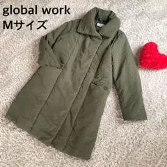 global workグローバルワークM中綿入ロングコート カーキ 膝丈