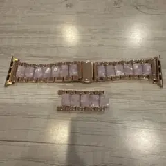 アップルウォッチ　ステンレスマーブルキャンディーバンド　ピンクゴールド