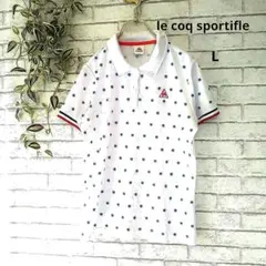 le coq sportifle 花柄ドット 半袖　ポロシャツ 　襟付き　L