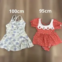値下げ！女の子用水着セット（花柄・水玉）