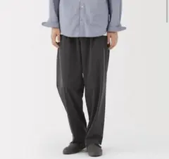 無印 紳士 乾きやすい イージータックワイドパンツ チャコールグレー M