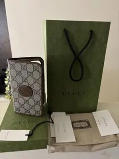 【新品】GUCCI GGパターン iPhone15 手帳型ケース