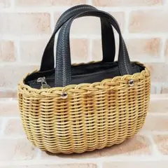 美品 クリエーションルセ かごバッグ ハンドバッグ 編み込み 自立型 イタリア製 美品 クリエーションルセ かごバッグ ハンドバッグ 編み込み