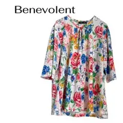 Benevolent ベネボレント　七分袖花柄総柄トップスチュニック