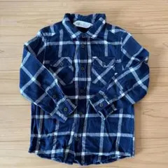 H&M チェックシャツ ネルシャツ ネイビー 100