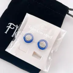 ピアス セラミックスピアス レディース 丸型 両耳 シンプル 青