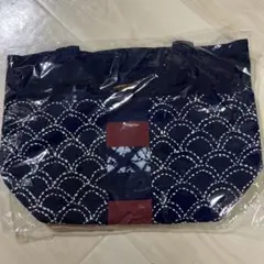 ネイビー 波模様 トートバッグ 中型