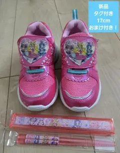 新品 タグ付き キミとアイドルプリキュア ピンク スニーカー 17cm