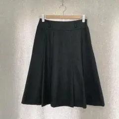 美品✦Linn ひざ丈フレアスカート M 黒ブラック 裏地付き 日本製