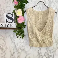 グレース コンチネンタル【S】ケーブルニット コットン カシュクールネック
