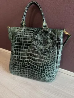 NANAO BAG ★ナナオバッグ★クロコダイル ★ブラックグリーン