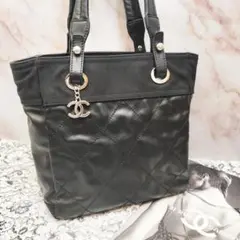シャネル パリビアリッツ PM ブラック シール有 トート ショルダー 正規品