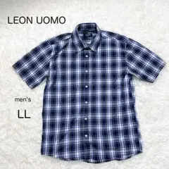 【LEON UOMO】半袖シャツ チェック柄 メンズ 【LL】大きめ カジュアル